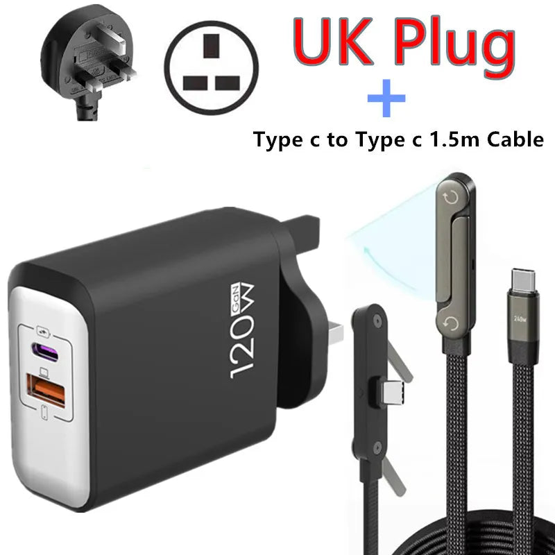 120W GaN USB C QC 3.0 Fast Charger Quick Charging PD Charger EU US UK Wall Power Adapter For iPhone Samsung Xiaomi Huawei iPad﻿﻿