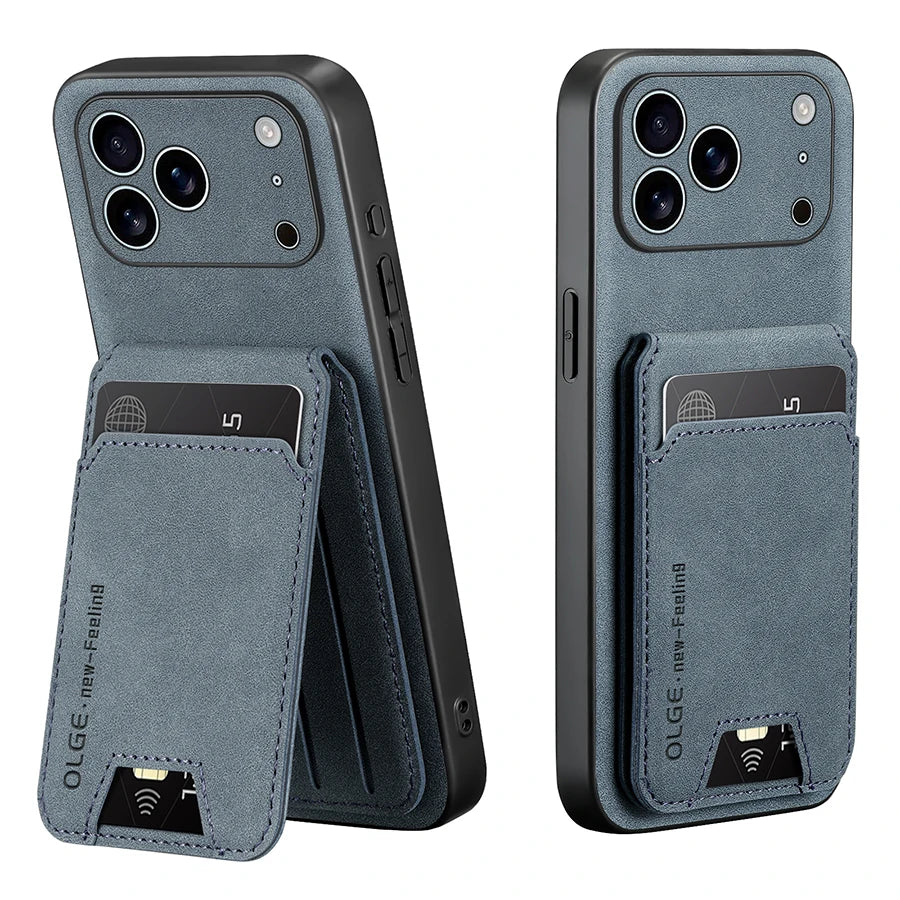 Luxury Synthetic Leather Card Bag Holder Case for iPhone 18 17 16 E 15 13 14 Pro Max Leather Card Slot Bag Protective Cover