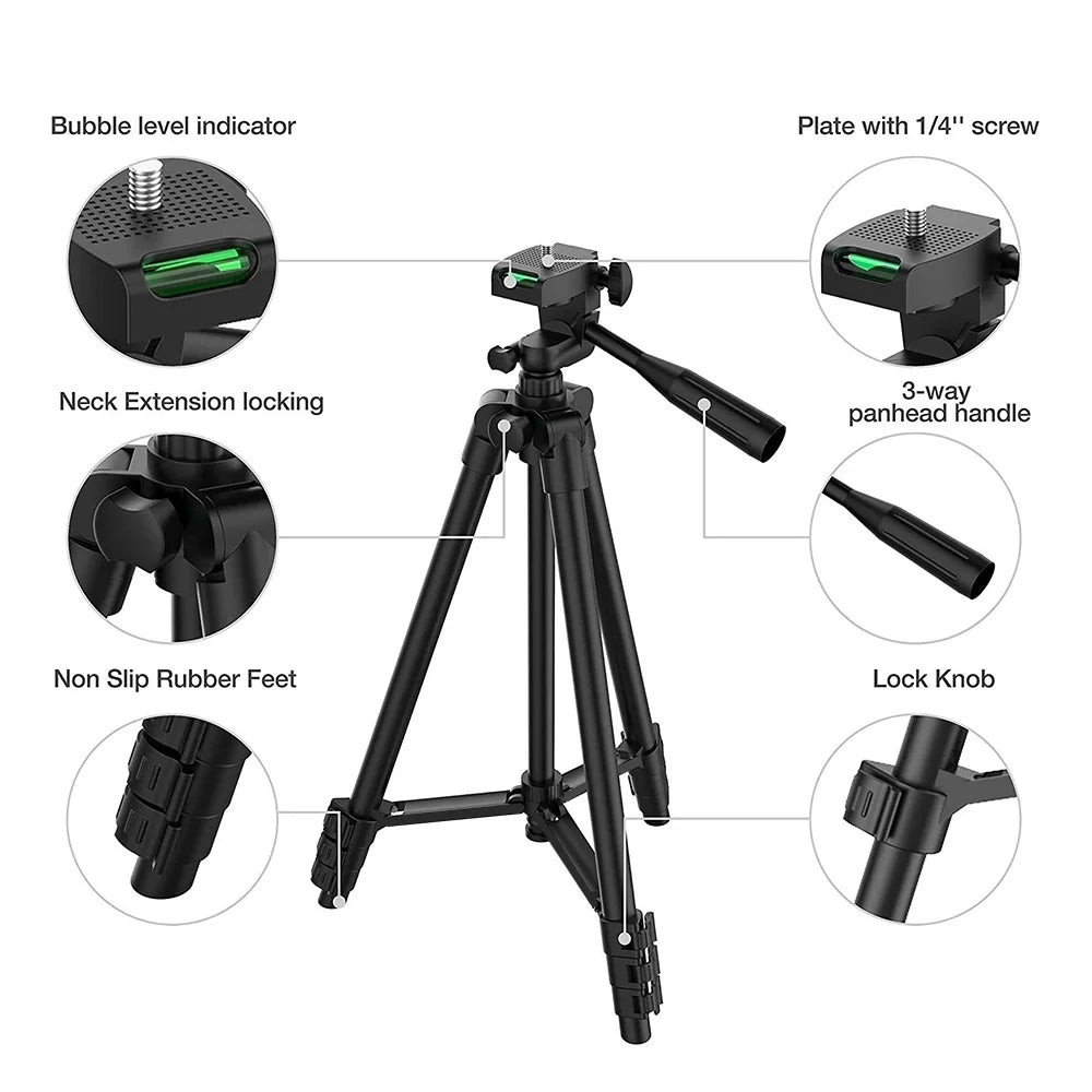 Phone Tripod Stand with Bluetooth Remote Aluminum Universal Camera Gopro Phone Photography Holder Recording Mobile Live Tripod