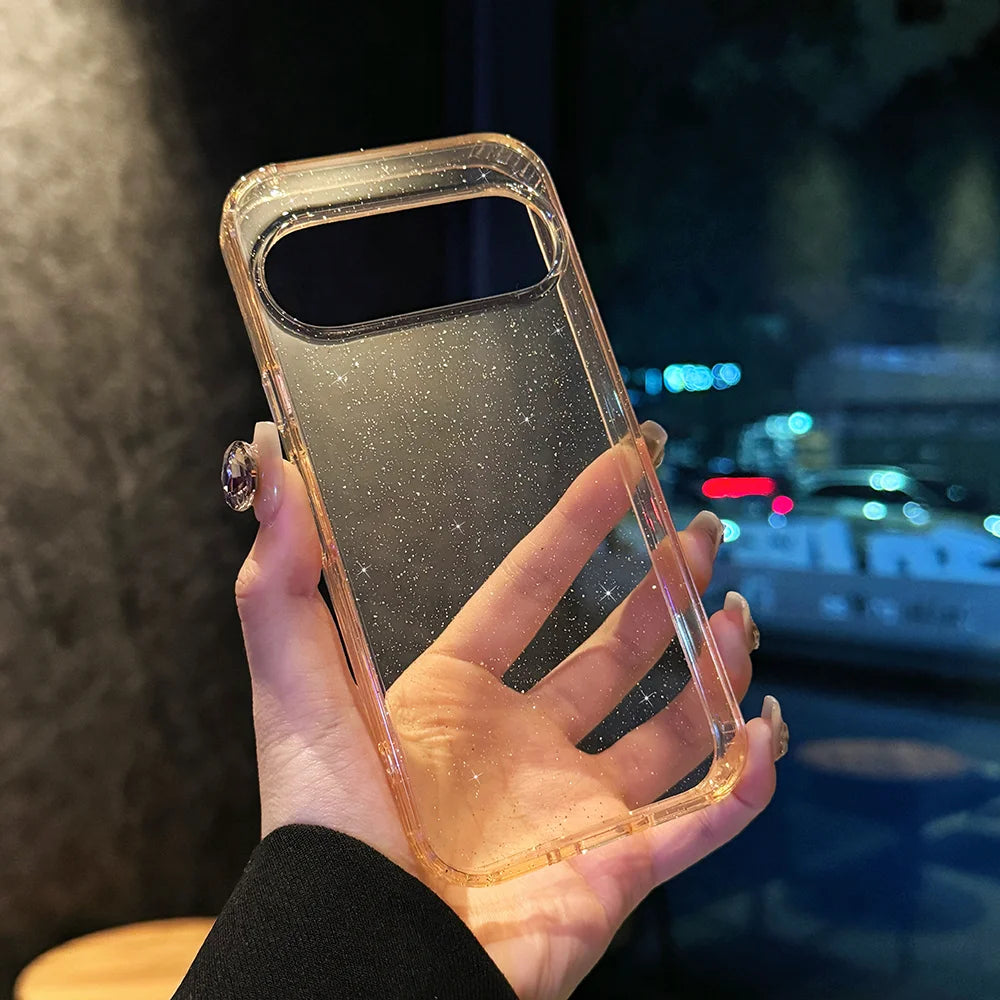 Clear Star Glitter Case For Google Pixel 11 10 9 Pro XL 10A Antibacterial Self-Healing Shockproof Scratch Resistant Bling Cover.