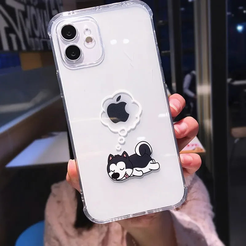 Creative Elephant Lion Animal Phone Case For iPhone 17 16 15 13 11 12 14 Pro Max Mini 7 8 Plus Dog Clear Shockproof Soft Covers