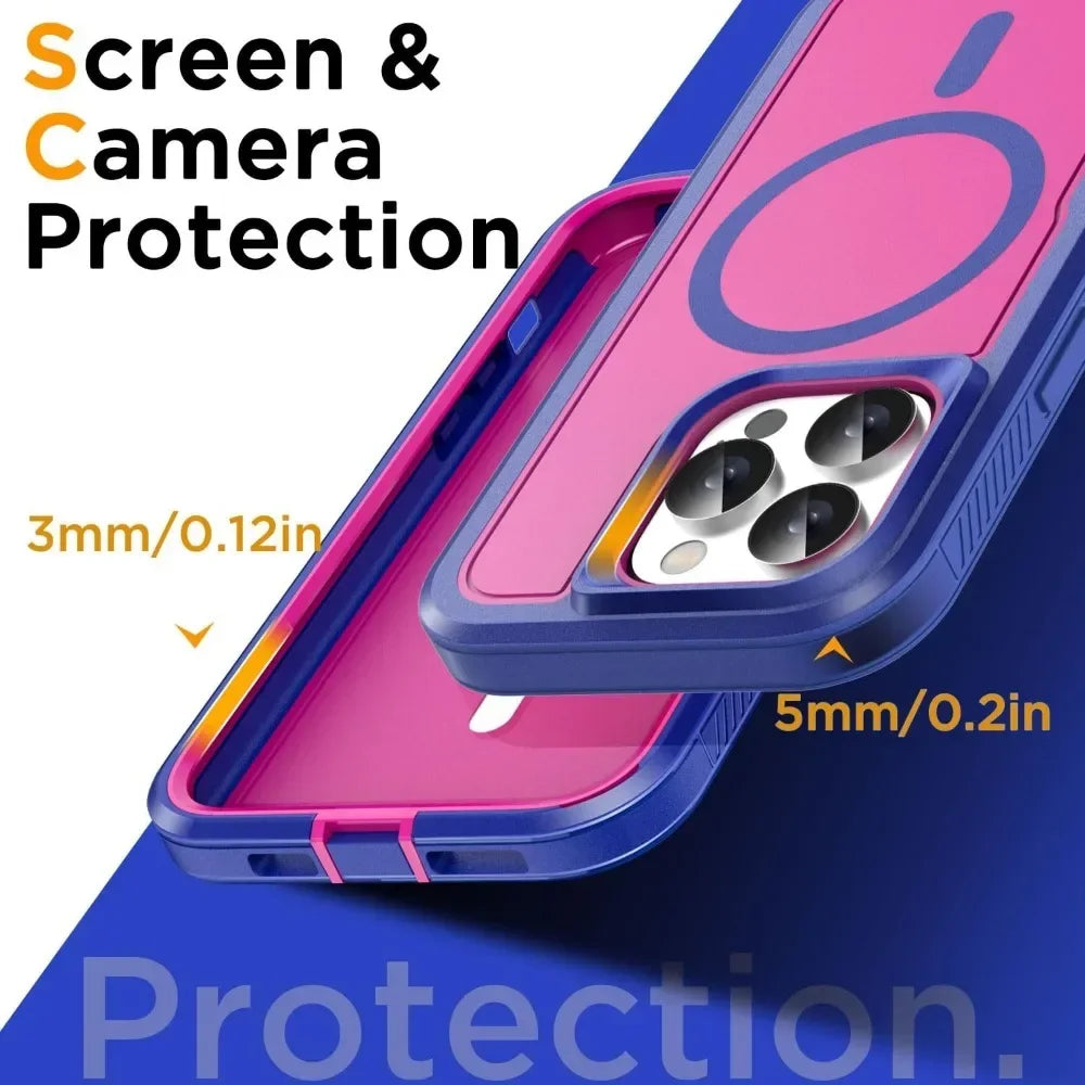 Luxury Ott Magnetic Armor Cases For iPhone 18 17 16 15 14 Plus 13 12 11 Pro Max Box Shockproof Charging Heavy Duty Protect Cover