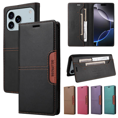Leather Magnetic Flip Case for iPhone 16 17 15 14 13 12 11 Pro Max 17E 16E Air XR XS Max 7 8 Plus SE 2022 Wallet Slot Phone Case