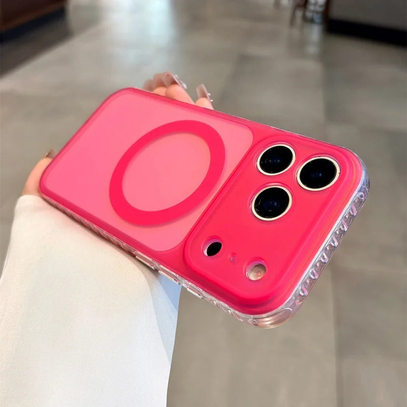 Luxury Laser Aurora Gradient For Magsafe Phone Case For iPhone 18 17 16 15 Pro Max Magnetic Wireless Charging Hard Bumper Cover