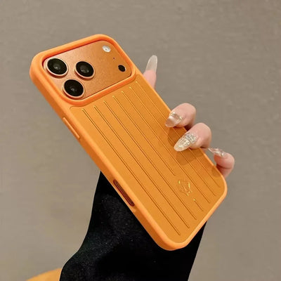 Phone Case For iPhone 14 15 16 17 Pro Max Aluminum Alloy Protective Cover Shockproof Luxury 3D Grooved Stripe Business Coque