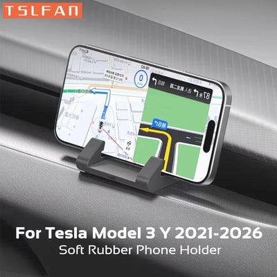 For Tesla Model 3 Y YL 2021-2026 Highland Juniper Soft Silicone Rubber Phone Holder Dashboard Cellphone Mount Car Accessories