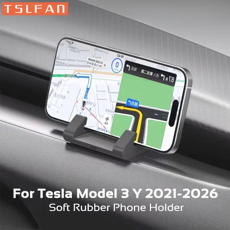 For Tesla Model 3 Y YL 2021-2026 Highland Juniper Soft Silicone Rubber Phone Holder Dashboard Cellphone Mount Car Accessories