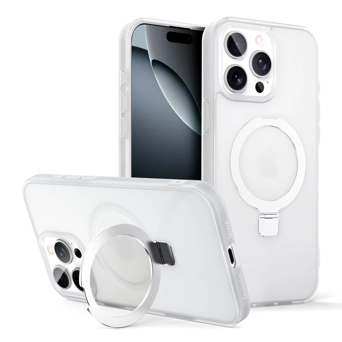 Shockproof Magnetic Kickstand Matte Case For iPhone 16 15 14 Plus 13 12 11 Pro Max Case With Holder Stand Cover for Magsafe