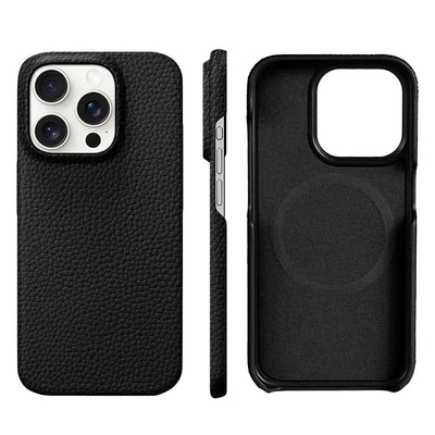 for Magsafe Case for iPhone 18 17 15 16 Pro Max Air 17Pro Natural Cowhide Lychee Leather Magnetic Protector Luxury Phone Cover