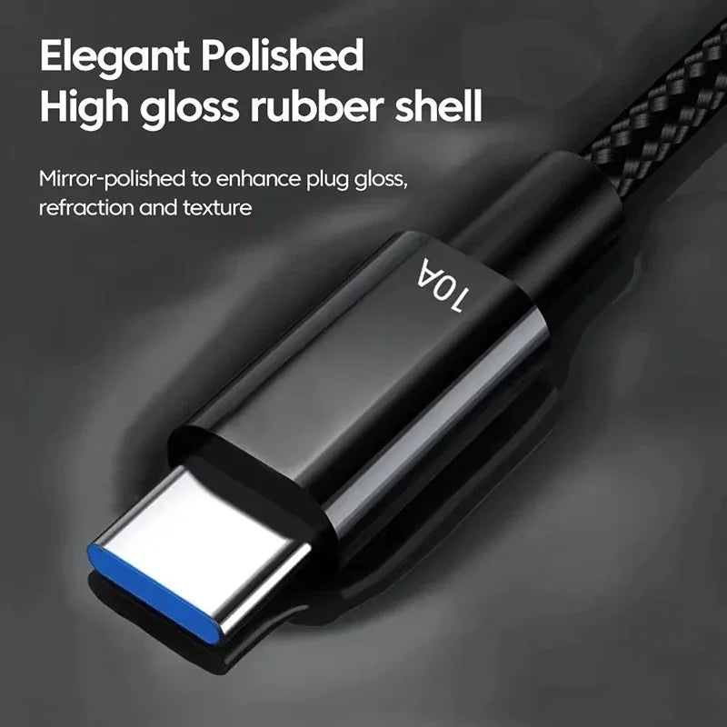 120W 10A Cable Super Fast Charge Cable USB A To Type C Data Cord Braided Cable 1/1.5/2/3M For Xiaomi iPhone Quick Charging Cable