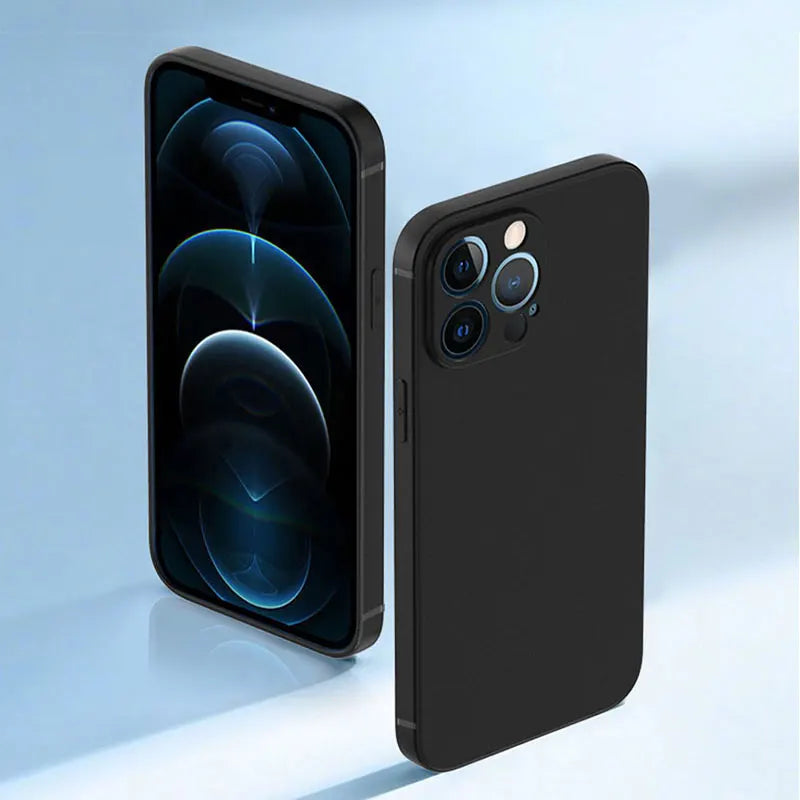 Luxury Black Silicone Matte Phone Case For iPhone SE 2020 2022 16E 16 15 14 13 12 11 Pro Max Plus 13Mini Back Cover Soft Case