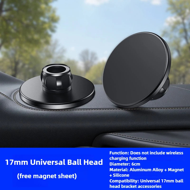 Strong Magnetic Car Phone Holder Aluminum 17mm Ball Mount Base Hands Free Driving Dashboard Windshield Installation Accessories