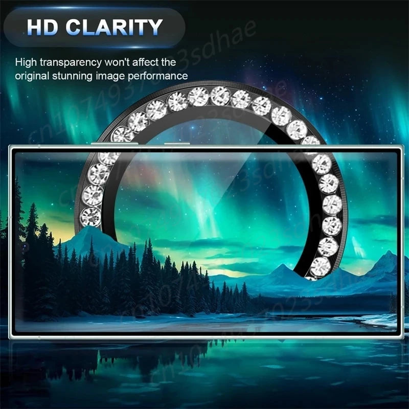 Bling 3D Diamond Metal Camera Ring Protector For Samsung Galaxy A55 A35 A54 A34 A15 5G Alloy Lens HD Tempered Glass Protect Cap