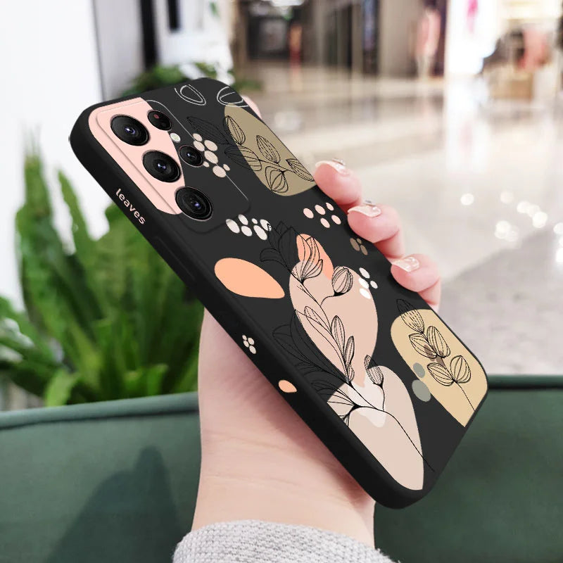Abstract Plants Phone Case For Samsung Galaxy S25 S24 S23 S22 S21 S20 Ultra Plus FE S10 S9 S10E Note 20 Ultra 10 9 Plus Cover