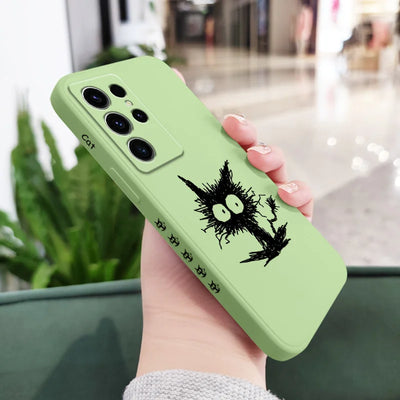 Scrawled Cat Phone Case For Samsung Galaxy S25FE S24 S23 S22 S21 S20 S10 S10E Ultra Plus FE Note 20 Ultra 10 Plus Cover