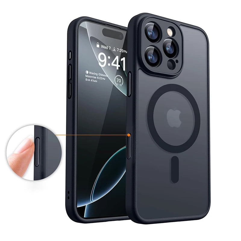 For MagSafe Wireless Charging Magnetic Case For iPhone 16 15 16E 14 13 12 11 Pro Max Luxury Matte Translucent Shockproof Cover