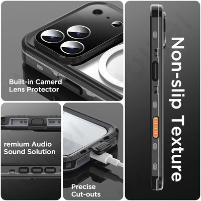IP68 Waterproof Magnetic Case For iPhone 18 17 16e 16 15 14 13 Air Pro Max Protector Full Body Protective Dustproof Phone Case