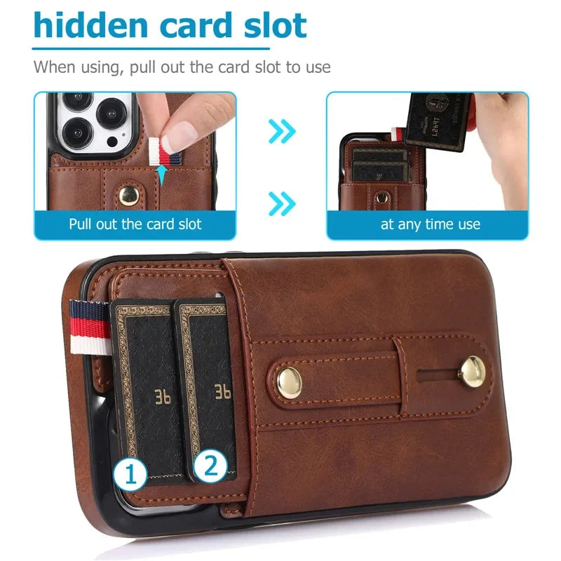 Retro Flip Leather Case For iPhone 15 Plus 14 Pro Max 13 12 11 X XS XR Multi Card Holder Phone Cover For iPhone 7 8 Plus SE 2022