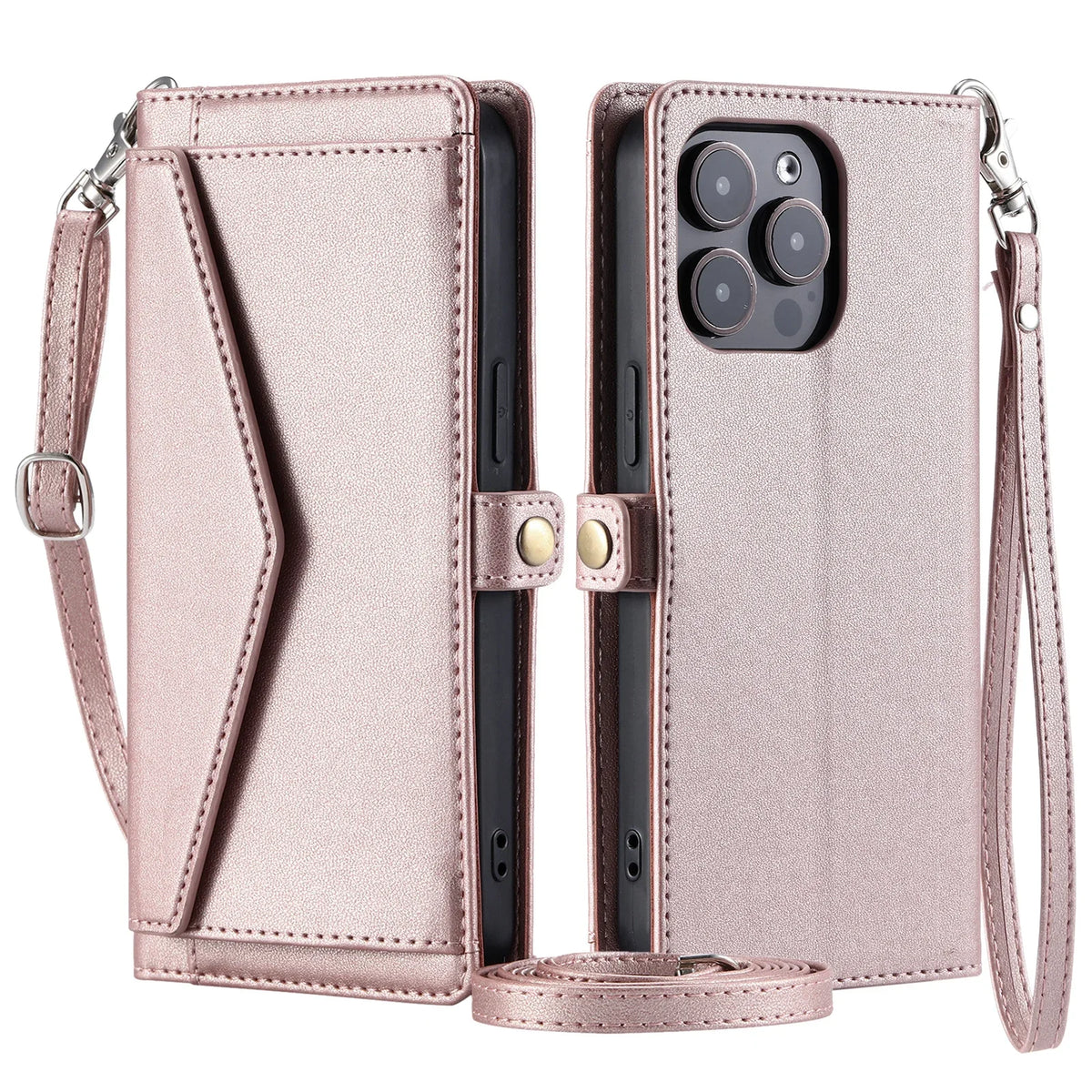 Crossbody Leather Wallet Case For IPhone 18 17 16 Pro 15 14 13 12 11 Pro Max Air 16E 17E XS XR SE 8 7 Card Solt Pocket Cover