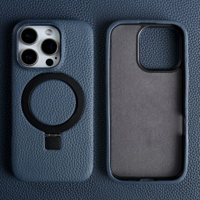 Magnet Ring Stand Phone Case for IPhone 18 Pro Max 17e 16 15 13 14 12 11pro Cover Genuine Leather Case Magnetic Back Cover Cases