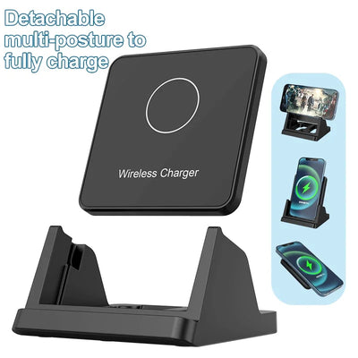 Fast Wireless Charger Pad + Holder for iPhone 17 15 14 13 12 11 Pro Max XR Samsung Galaxy Xiaomi Wireless Charging Dock Station