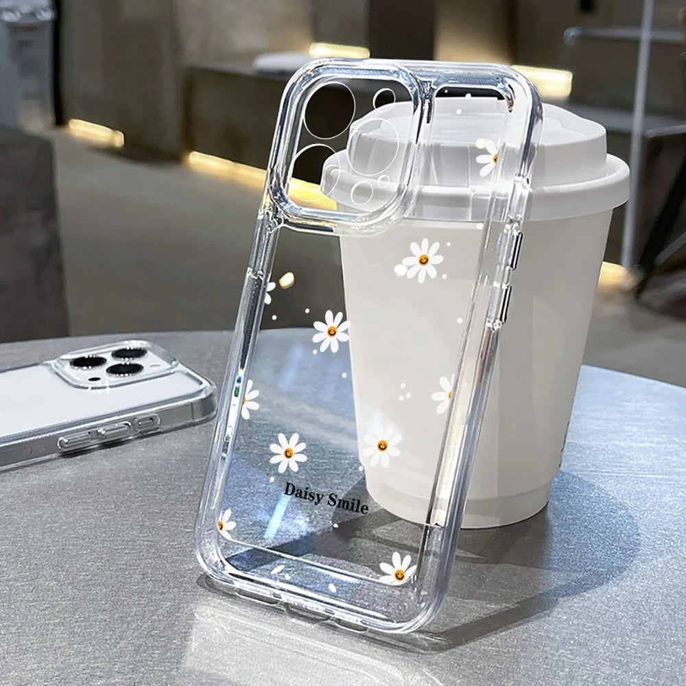 Fashion Flower Daisy Luxury For Samsung Galaxy S21 S25 S24 Ultra S22 FE S23 Plus A55 A56 5G A16 A35 Transparent Soft Clear Funda