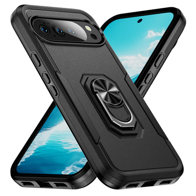 Hybrid Heavy-Duty Phone Case for Google Pixel 10 9 Pro XL 8A 7A 6A 6 7 8 Pro Rugged Matte Magnetic Ring Stand Shockproof Cover