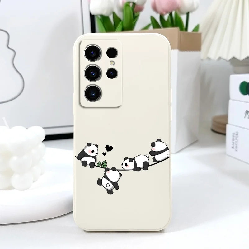 Baby Panda Phone Case For Samsung Galaxy S25 S24 S23 S22 S21 S20 S10 S10E Ultra Plus FE Note 20 Ultra 10 Plus Cover