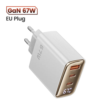 Toocki 67W GaN USB Type C Charger Digital Display 65W 45W PPS PD QC4.0 Quick Charge For Macbook Laptop IPAD Tablet iPhone 15 14