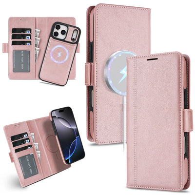 2-in-1 Detachable Leather Wallet Case for iPhone 18 17 16 15 14 13 12 Pro Max 17e 16e Magnetic Luxury Business Protective Cover