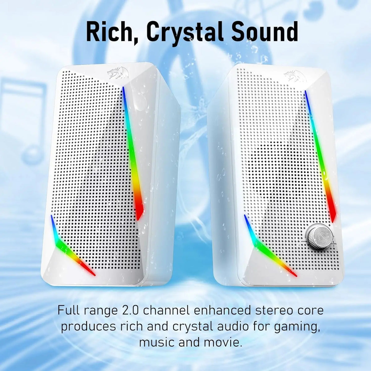 Redragon GS510 RGB Desktop Speakers, 2.0 Channel PC Computer Speaker with 4 Colorful LED Backlight Modes
