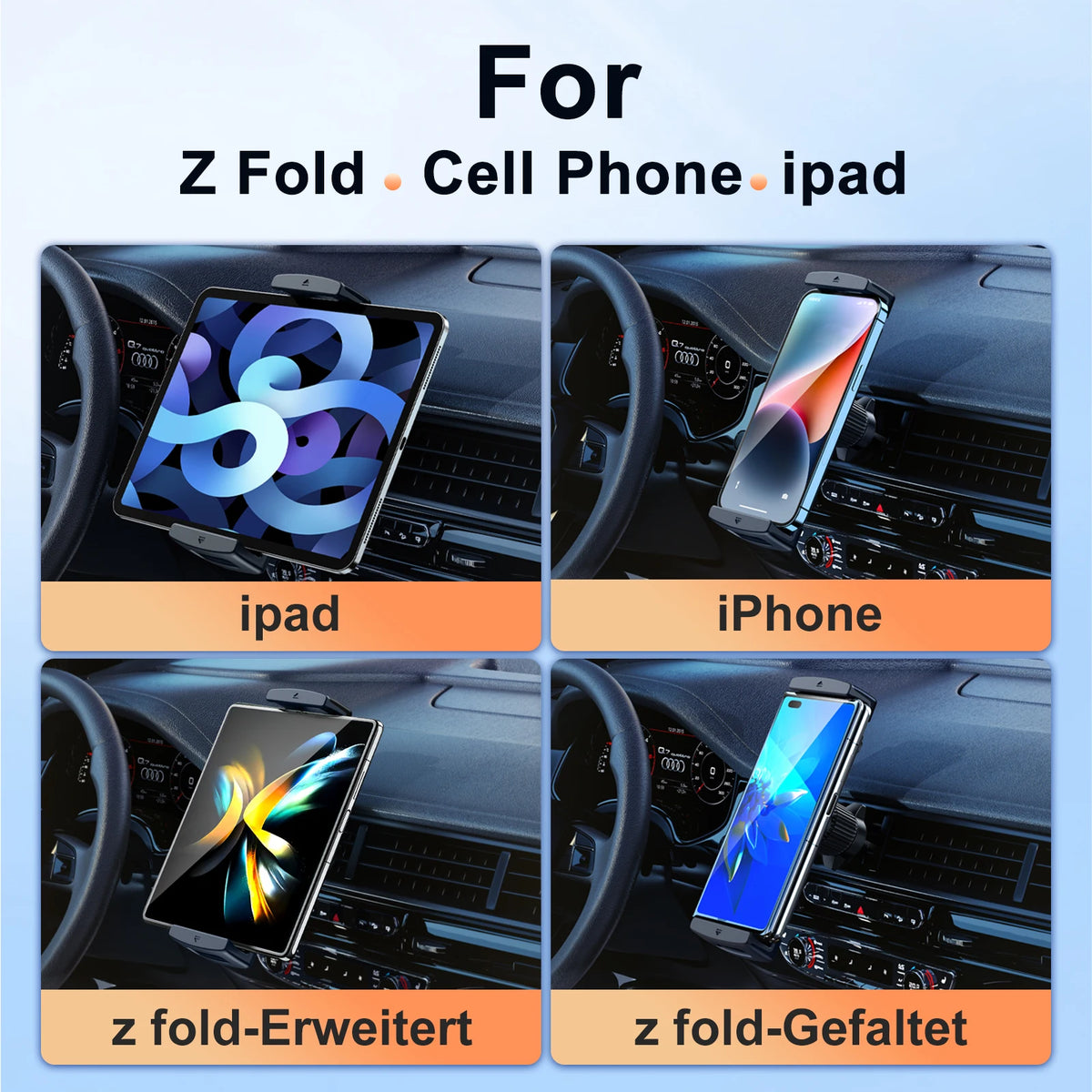 Eary for Z Fold 7 6 5 Car Phone Holder Mount Air Vent Car Bracket Stand with 360° Rotate for 4.7-12.9' Devices Vehicle Accessori