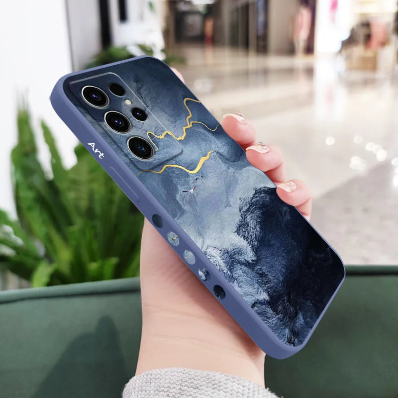 Marble Texture Phone Case For Samsung Galaxy S25 S24 S23 S22 S21 S20 S10 S10E Ultra Plus FE Note 20 Ultra 10 Plus Cover