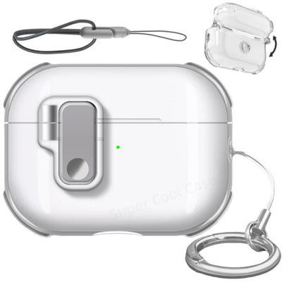 Earphone Case for AirPods Pro 3/Pro 2/4 with Secure Lock Soft TPU Transparent Protective Case with Lanyard for AirPods 4/Pro 3