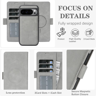 Wireless Charging Magnetic Phone Case For Google Pixel 10Pro XL 9Pro 10 9 9A Magsafe Wallet Case Phone Cover Cash Cards Slot