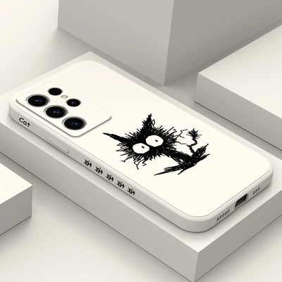 Scrawled Cat Phone Case For Samsung Galaxy S25FE S24 S23 S22 S21 S20 S10 S10E Ultra Plus FE Note 20 Ultra 10 Plus Cover
