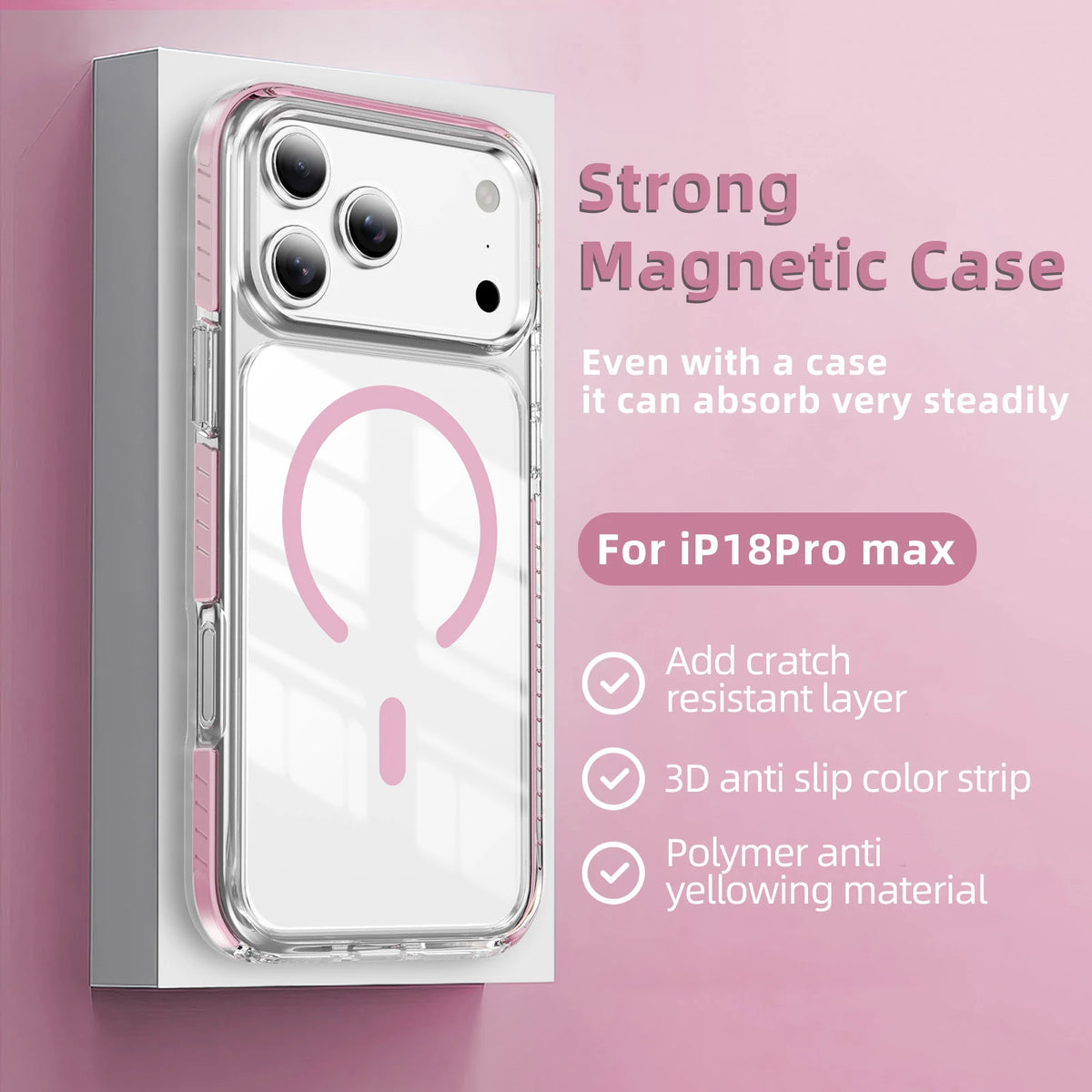 Luxury Clear for Magsafe Magnetic Case For iPhone 18 17 Pro Max 18pro 17pro Coque Wireless Charging Candy Frame Shockproof Cover