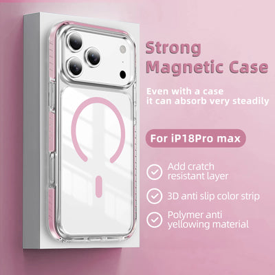 Luxury Clear for Magsafe Magnetic Case For iPhone 18 17 Pro Max 18pro 17pro Coque Wireless Charging Candy Frame Shockproof Cover