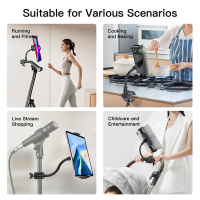 YWOR Adjustable Gooseneck Tablet Mount for Indoor Cycling, Treadmill, & Elliptical - Compatible with Peloton, iPad Holder for Ex
