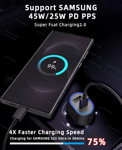 Original SAMSUNG Car Charger Type C 60w 45w 15w PD Auto Cargador Fast Charging Cable Samsung Galaxy S26 S25 S24 S23 Z Fold 8 7 6