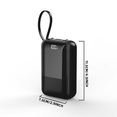 10000mAh Portable Power Bank for Universal Devices Super Fast Charging with Built-in Cable Large Capacity Power Bank for All Smartphones