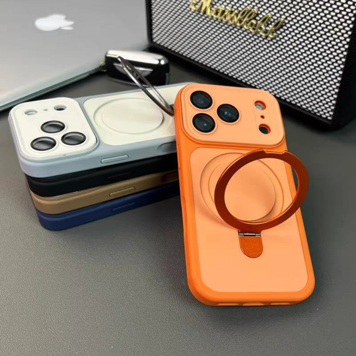 Luxury Metal Ring Bracket For Magsafe Magnetic Phone Case For iPhone 17 Air 16 E 15 14 Plus 13 12 11 Pro Max Shockproof Cover