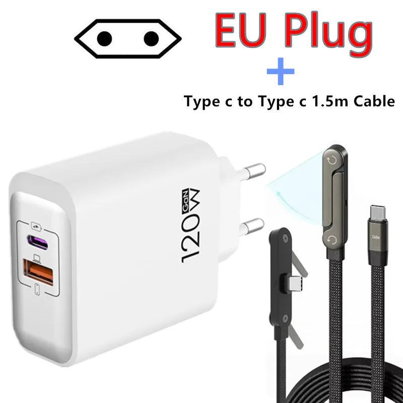 120W GaN USB C QC 3.0 Fast Charger Quick Charging PD Charger EU US UK Wall Power Adapter For iPhone Samsung Xiaomi Huawei iPad﻿﻿