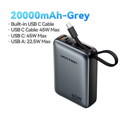 Vention CCC 45W 20000mAh Power Bank Fast Charging Portable Charger for iPhone 18 Pro Max Samsung Galaxy Battery 3C Powerbank
