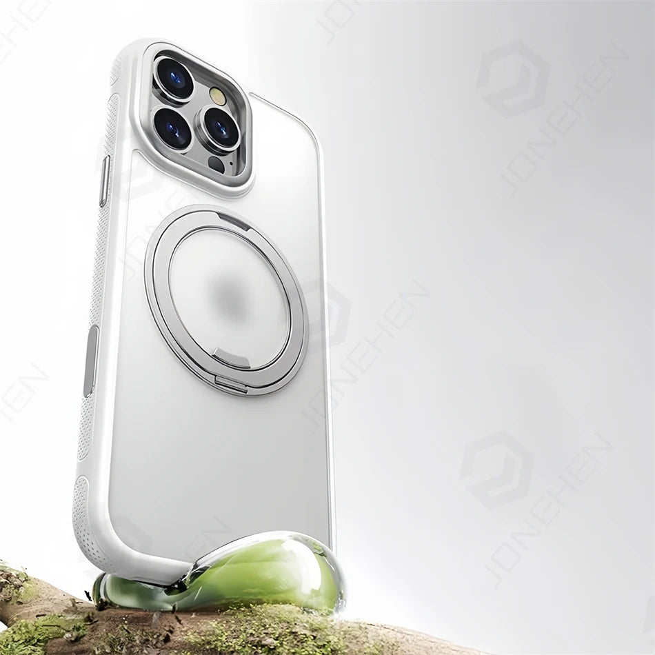 360° Rotation Ring Stand Magnetic Case For iPhone 13 14 15 16 17 18 Pro Max Matte Military Shockproof Armor Cover For Magsafe