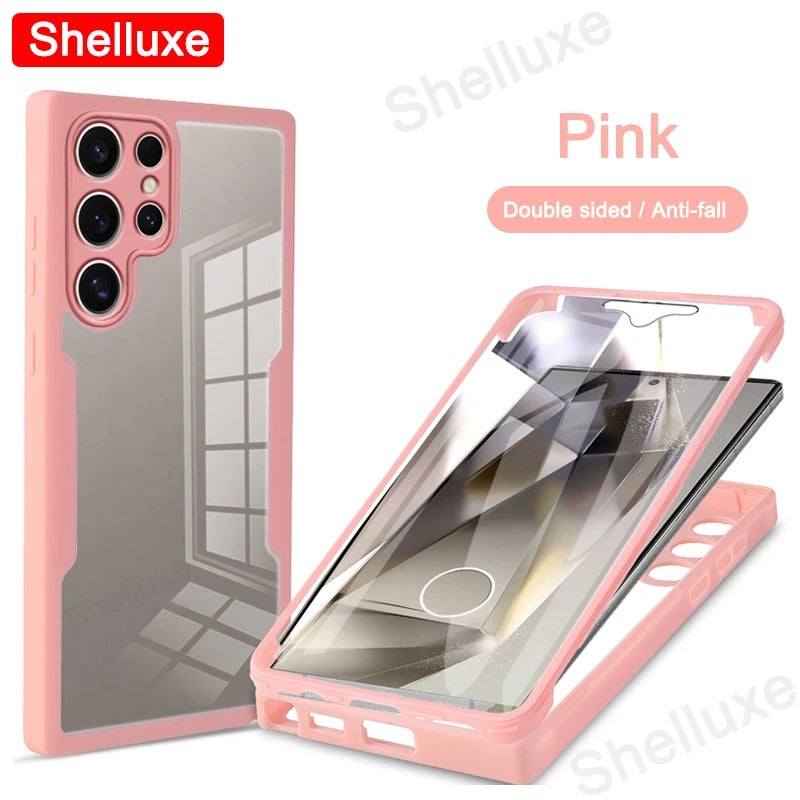 360 Full Body Front+Back Case Shelluxe For Samsung Galaxy S26 S25 Edge S24 S23 Ultra S22 Plus S21 FE Silicone Double Sided Cover