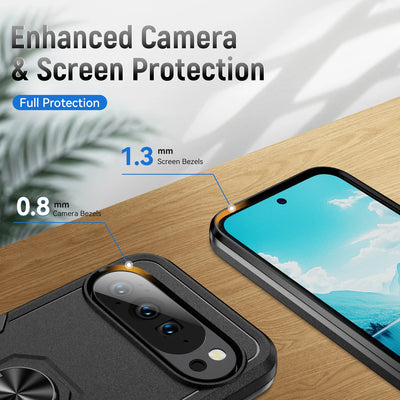 Military Heavy-Duty Magnetic Ring Stand Case For Google Pixel 10 9 8 7 6 A Pro XL Rugged Matte Hybrid Shockproof Defender Cover