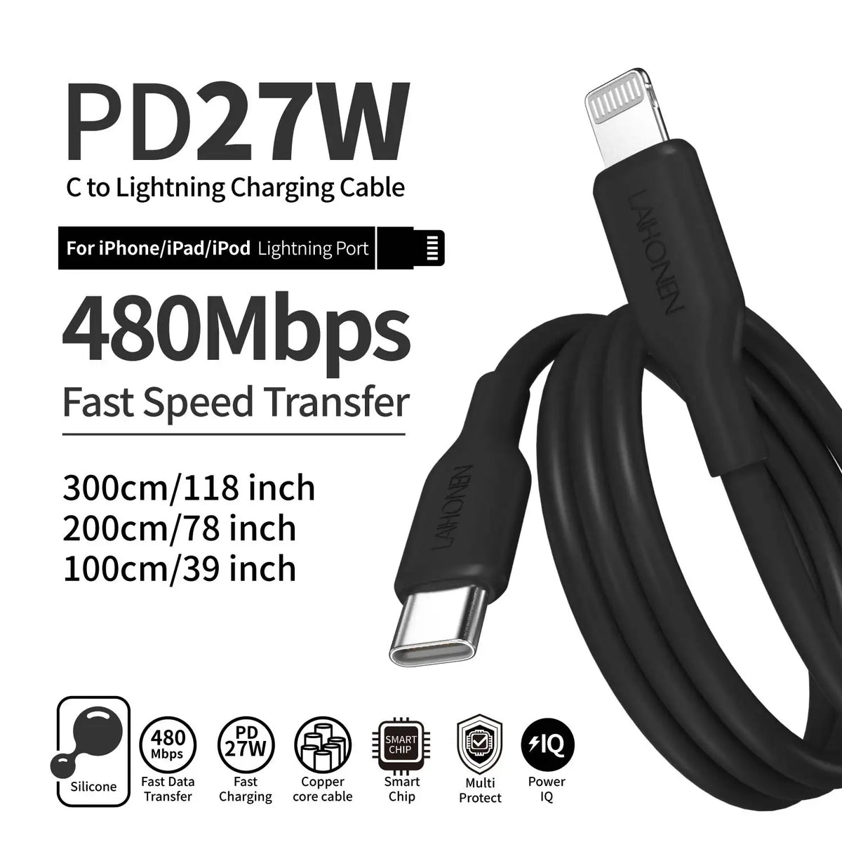 USB C to Lightning Cable for iPhone 14 13 12 11 Pro Max XS Plus 27W Fast Charging Cable Type C to Lightning for iPad MacBook