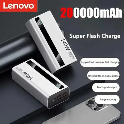 Lenovo 140W Super Fast Charging Power Bank 500000mAh CCC Certified LED Digital Display Portable External Battery for XiaomiHuawe