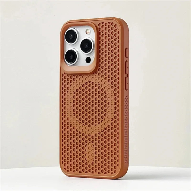 Honeycomb Cooling Heat Dissipation Phone Case For iPhone 17 16 15 14 13 12 18 Pro Max  11 For Magsafe Magnetic Breathable Cover